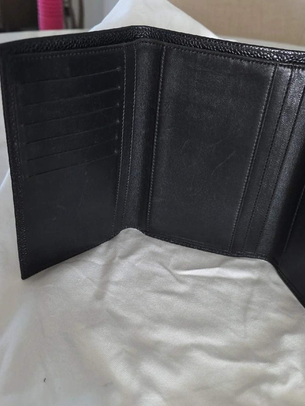 CHANEL Black Quilted Caviar Leather Card Case Wallet